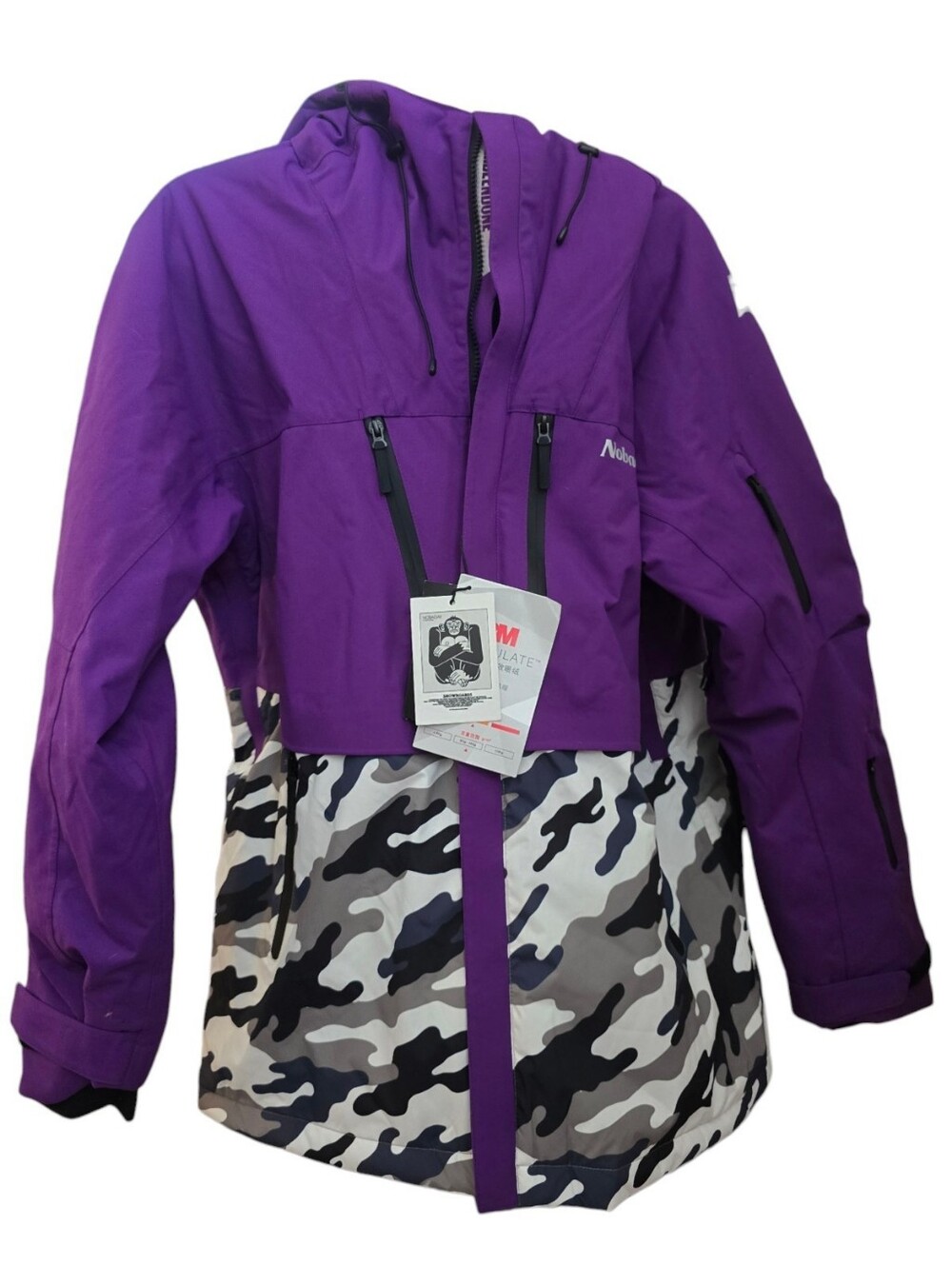 NOBADAY Ski Jacket Purple Camo Insulated Coat Women's Medium NEW With TAGS